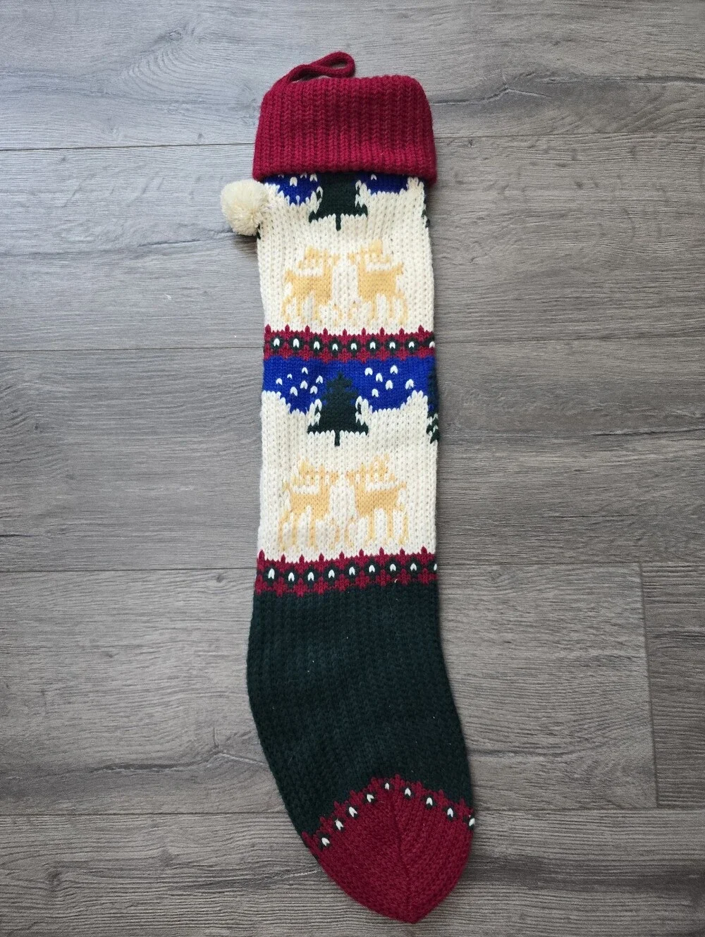Reindeer Wool Christmas Stocking Cabincore Cottagecore Farmhouse